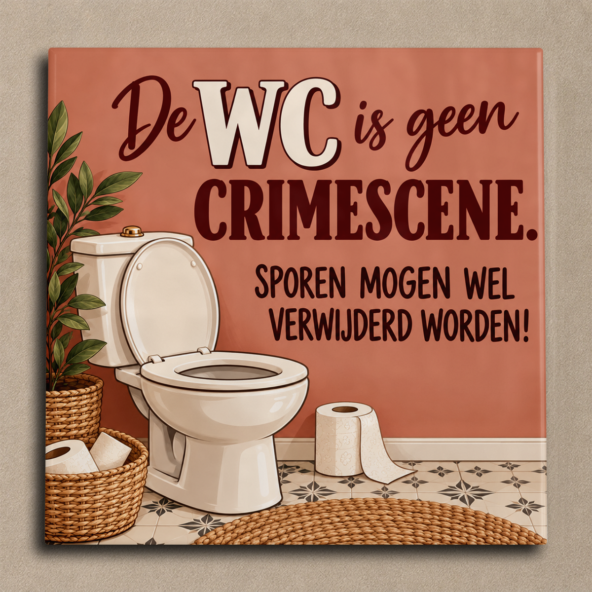 De WC is geen crimescene. Sporen mogen wel verwijderd worden! tegel