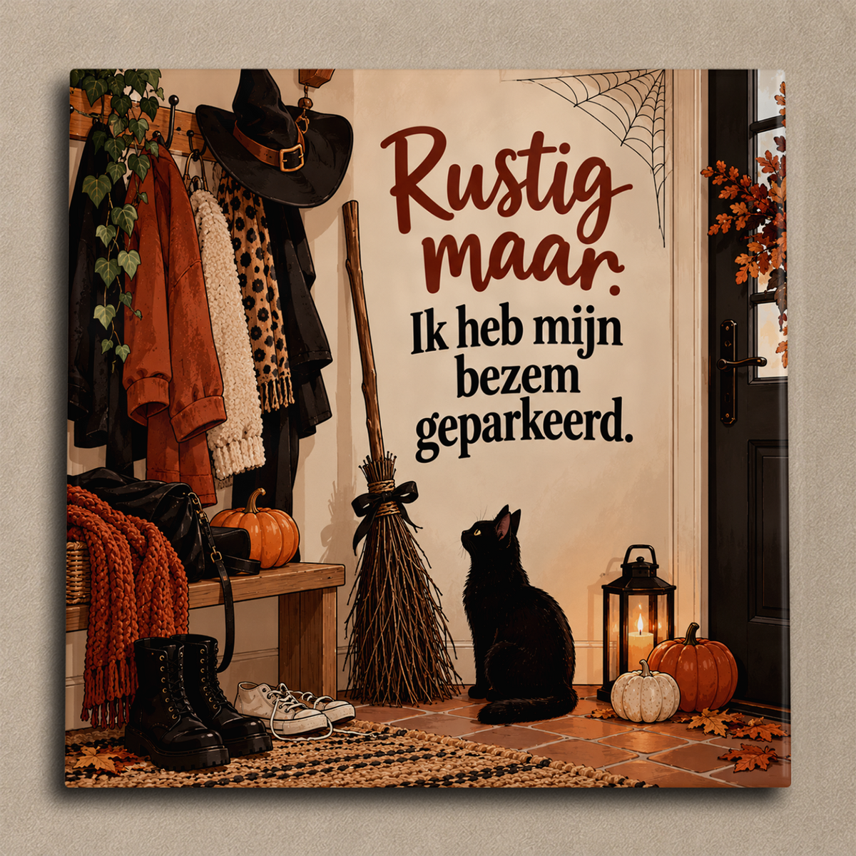 Rustig maar. Ik heb mijn bezem geparkeerd. tegel