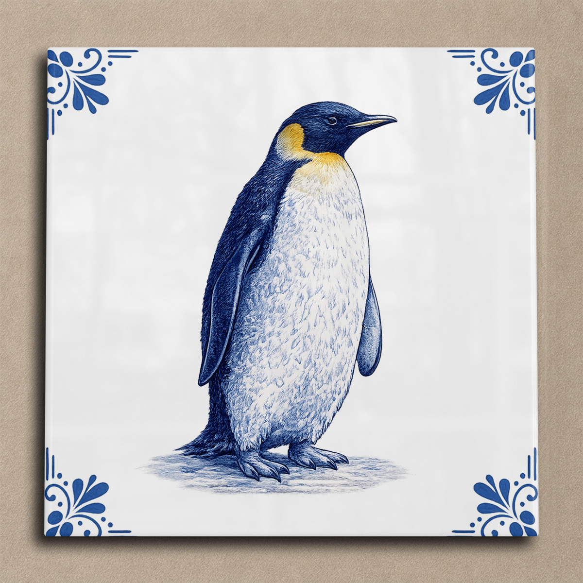 Delfts blauwe tegel pinguïn tegel