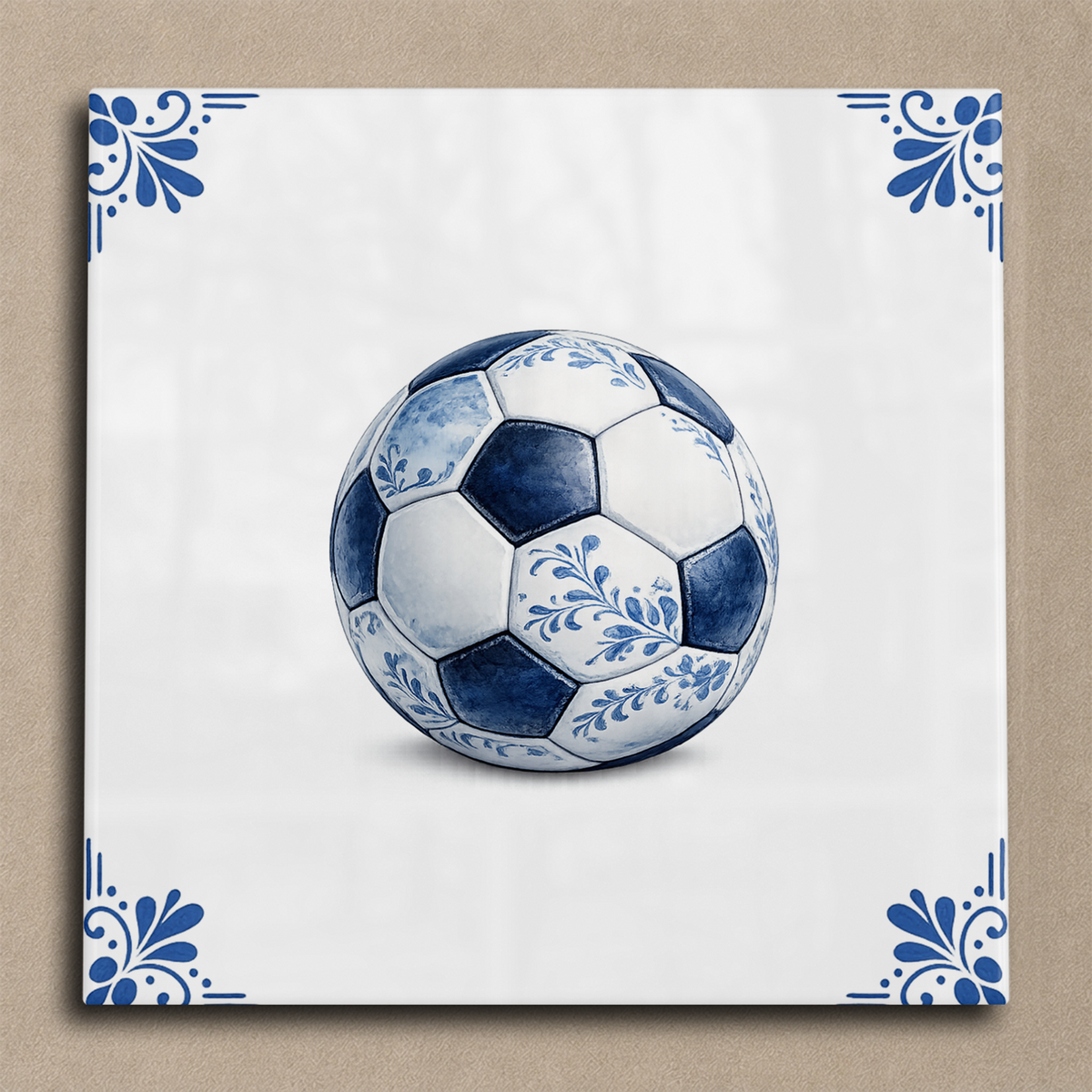 Delfts blauwe tegel voetbal tegel