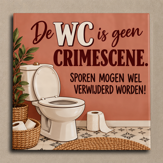 De WC is geen crimescene. Sporen mogen wel verwijderd worden! tegel
