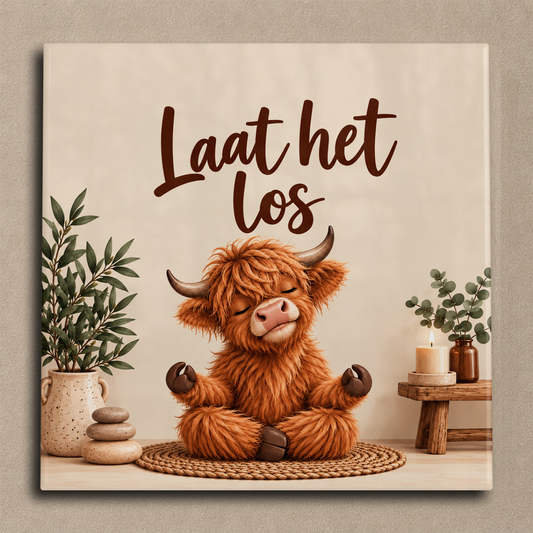 Laat het los highland cow tegel