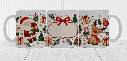 Kerstmok met naam — kerstillustratie rondom de mok