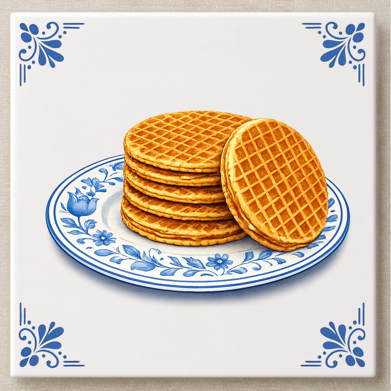 Delfts blauwe tegel stroopwafel