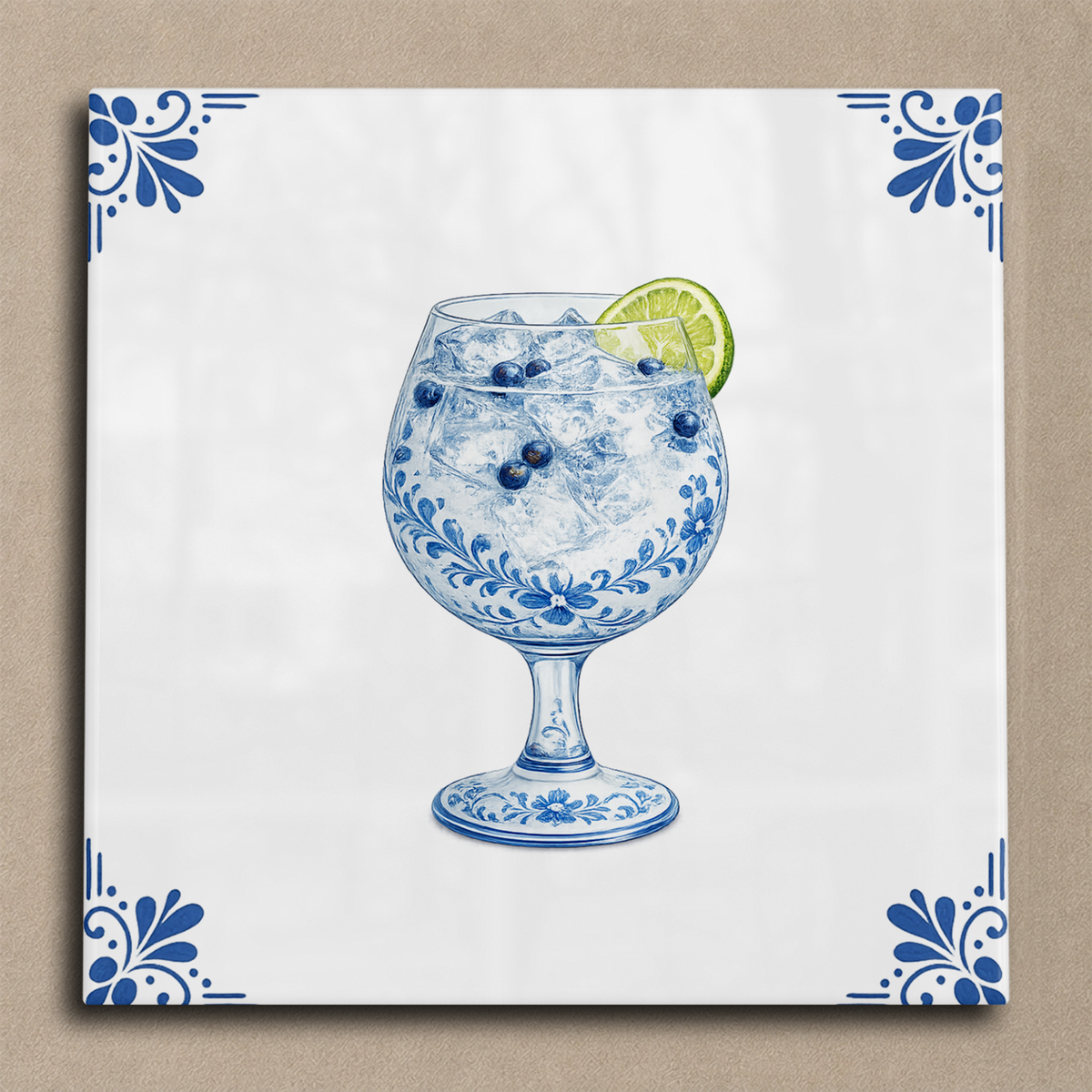 Delfts blauwe tegel gin-tonic tegel
