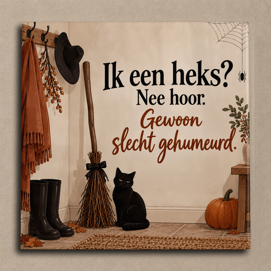 Ik een heks? Nee hoor. Gewoon slecht gehumeurd. tegel