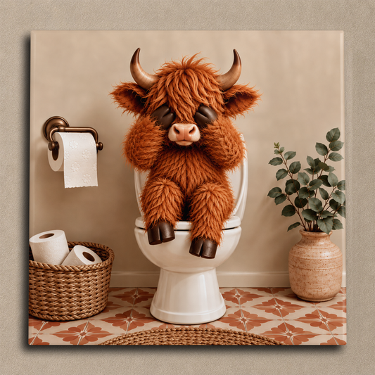 Highland cow op de wc – niets zien tegel