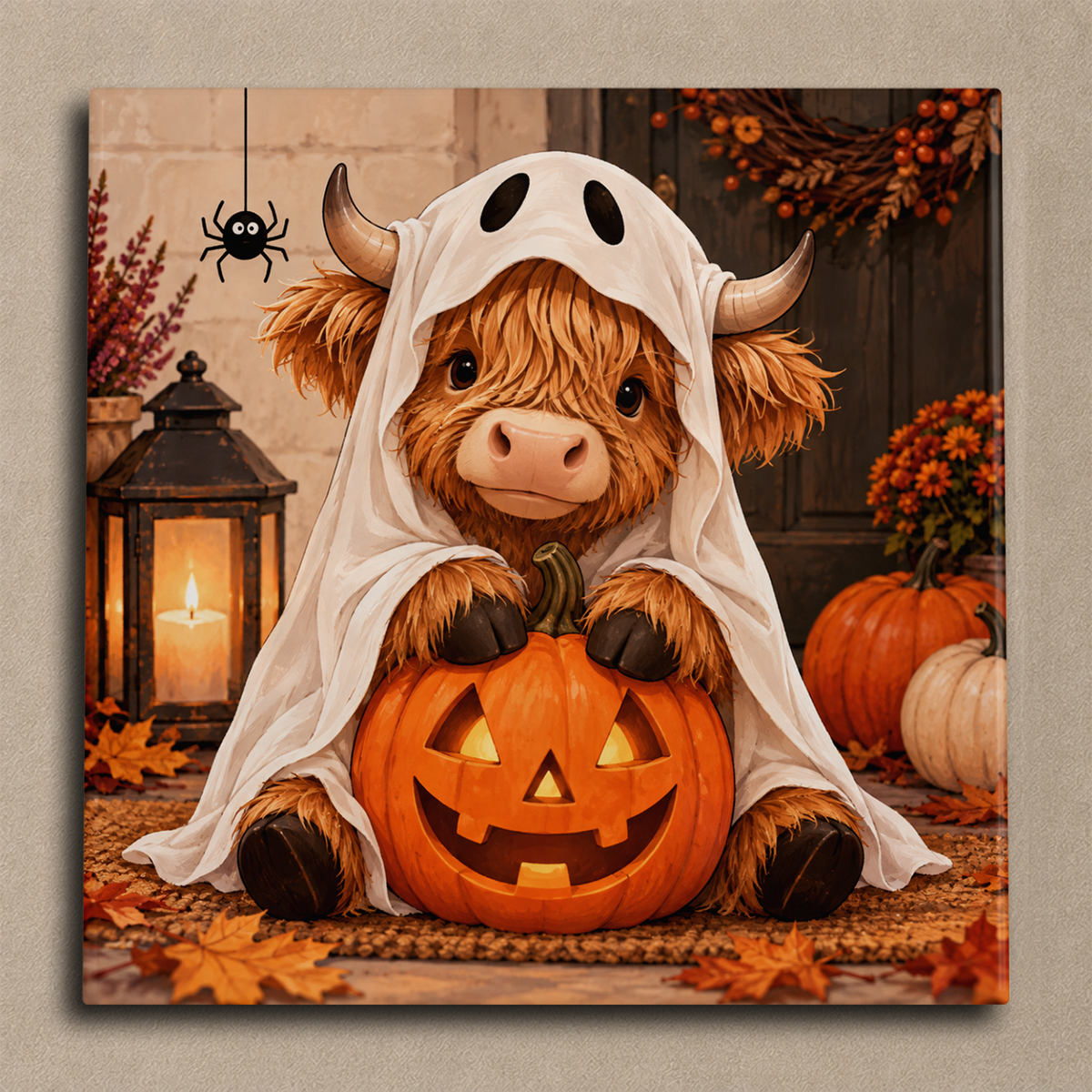 Highland cow spookje tegel