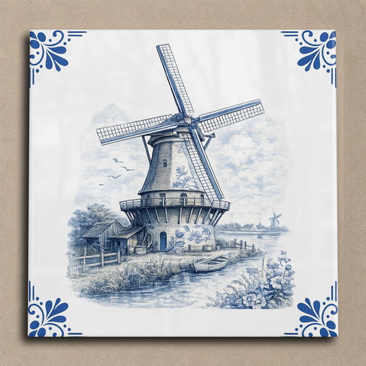 Delfts blauwe tegel molen tegel
