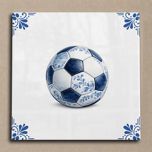 Delfts blauwe tegel voetbal tegel