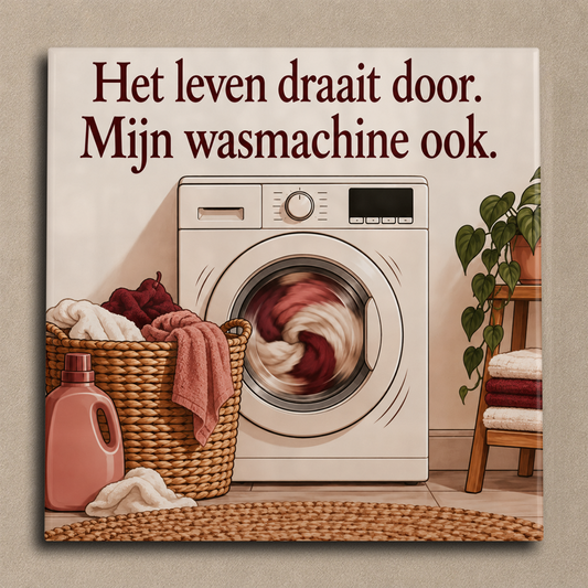 Het leven draait door. Mijn wasmachine ook. tegel